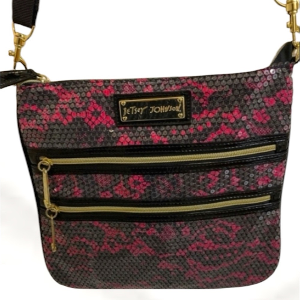 Betsey Johnson Sequin Leopard Pink Purple Crossbody Bag Excellent cond pre-loved